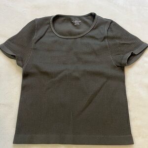 Urban Outfitters Gray Fitted Ribbed Short Sleeve Tee